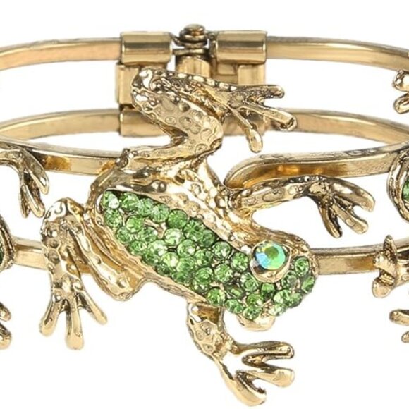 Neiman Marcus Women's Austrian Crystal Vintage Inspired 3 Frogs Bangle Bracelet - Picture 5 of 5
